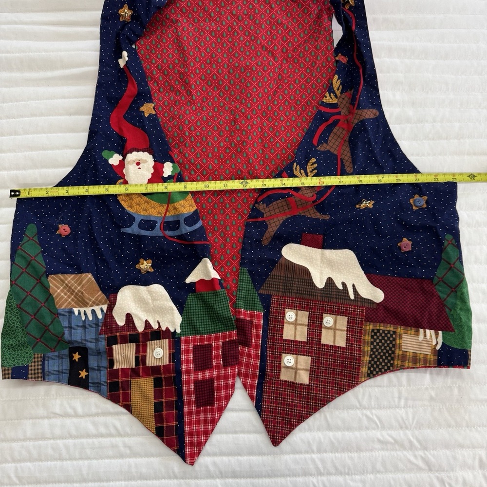 Vintage Handmade Quilted Reversible Christmas Vest Santa Size XL/1X - Picture 3 of 5